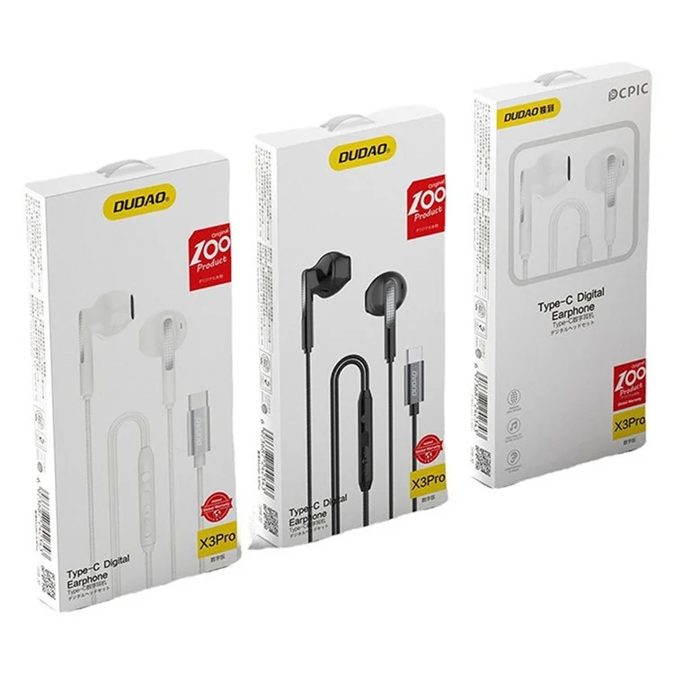 Dudao X3 Pro 1,2 m Wired Typ-c Digitaler Kopfhörer Mit Mikrofon-halb-ear-ohrhörer Für Iphone 15 / 16 / Huawei / Samsung - Schwarz