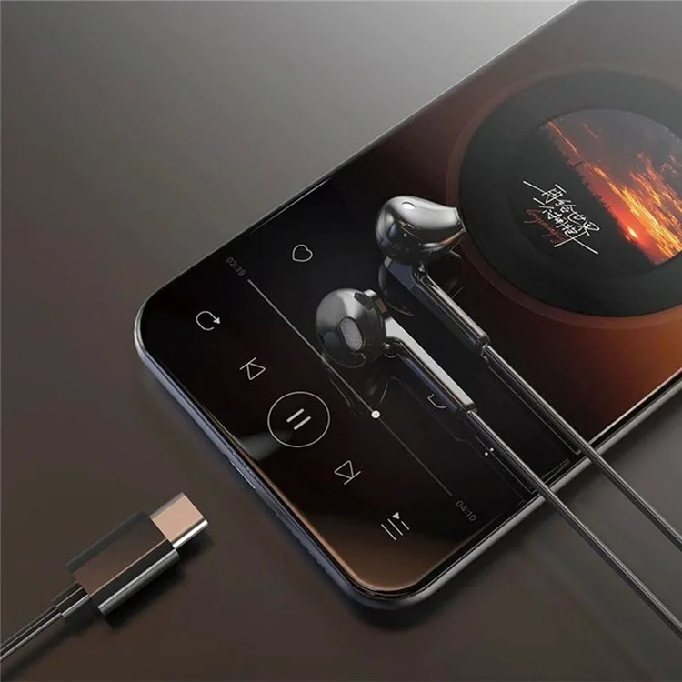 DUDAO X3C 1.2m Wired Earphone with Type-C Connector Half In-Ear Earbuds for iPhone 15 / 16 / Huawei / Xiaomi - Black