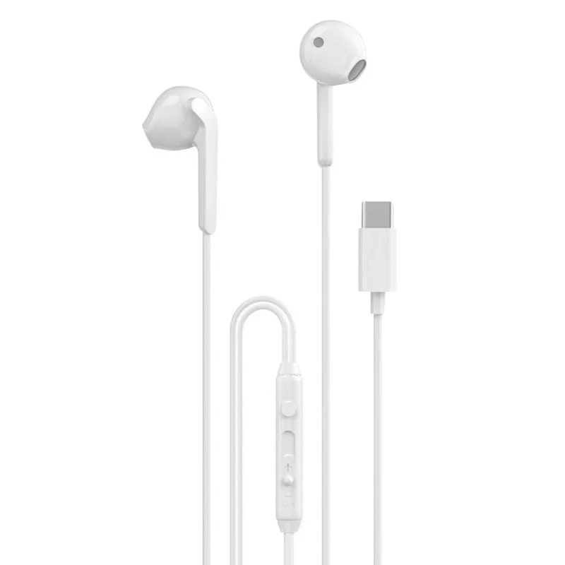 DUDAO X3C 1.2m Wired Earphone with Type-C Connector Half In-Ear Earbuds for iPhone 15 / 16 / Huawei / Xiaomi - White