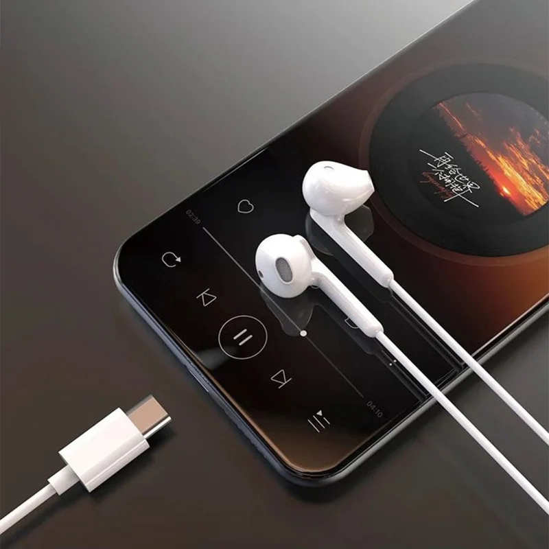 DUDAO X3C 1.2m Wired Earphone with Type-C Connector Half In-Ear Earbuds for iPhone 15 / 16 / Huawei / Xiaomi - White