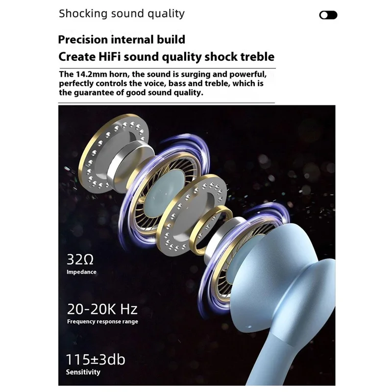 DUDAO X14S 1.2m Type-C Plug Wired Earphones Semi-In-Ear Headphones with Mic - Tarnish