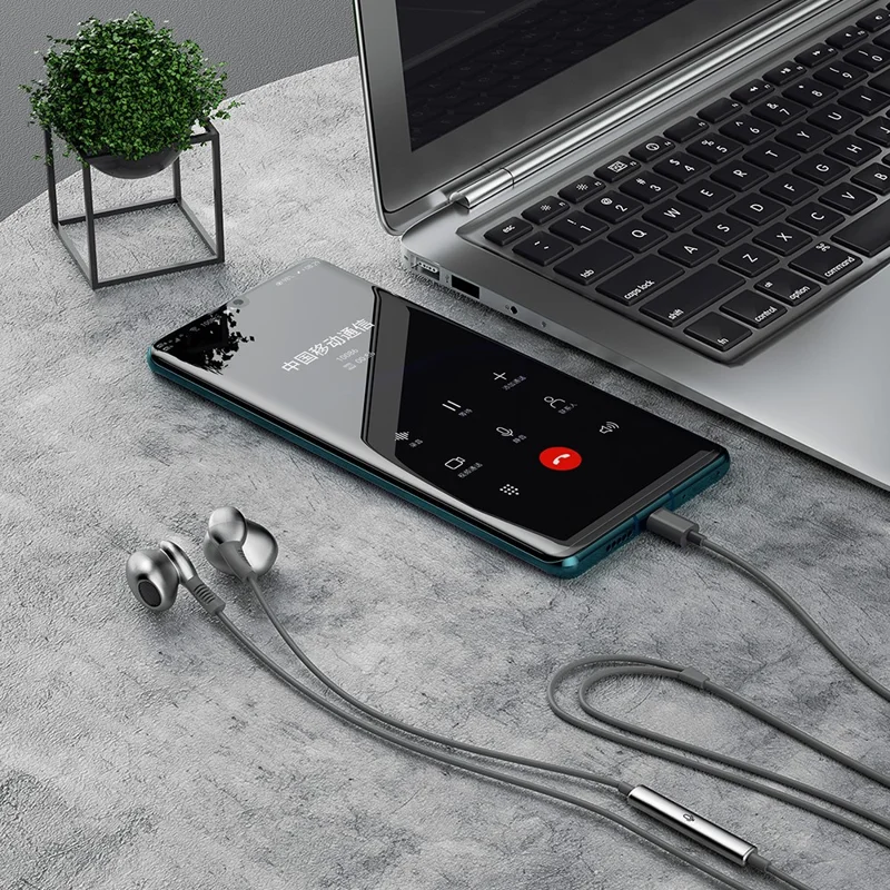 DUDAO X14S 1.2m Type-C Plug Wired Earphones Semi-In-Ear Headphones with Mic - Tarnish