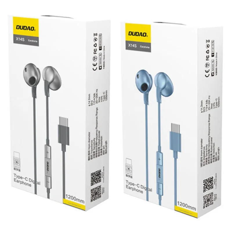 DUDAO X14S 1.2m Type-C Plug Wired Earphones Semi-In-Ear Headphones with Mic - Tarnish