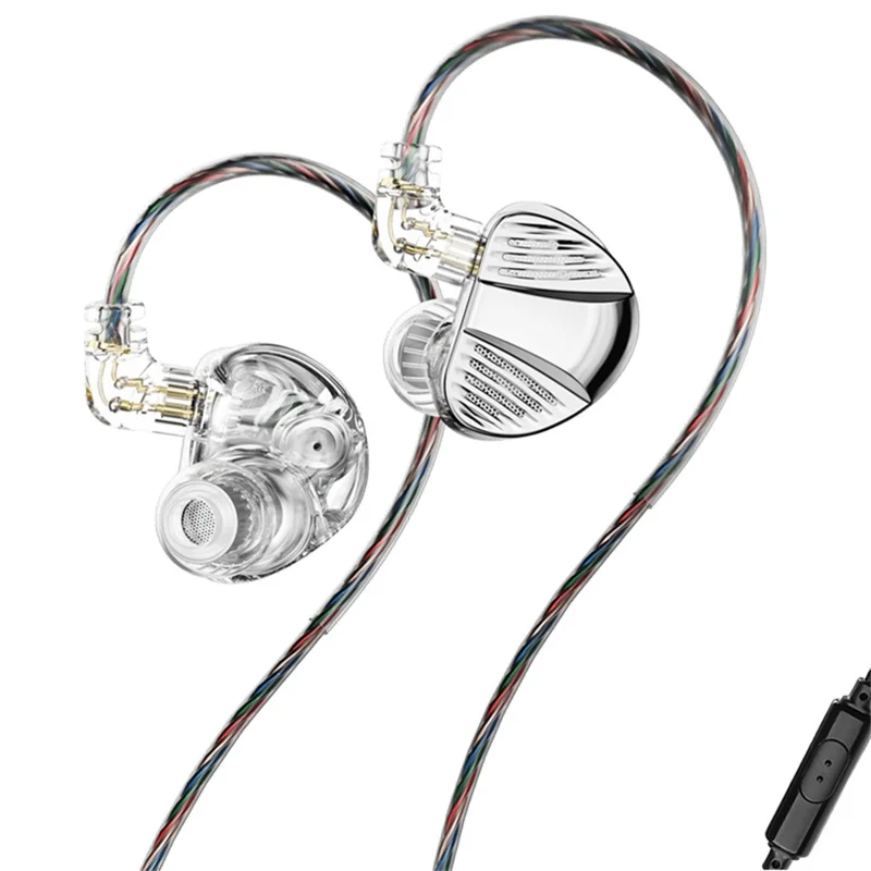 TRN V10 Pro 3.5mm Detachable Wired In-Ear Earphone HiFi Music Gaming Headset with Mic - Silver