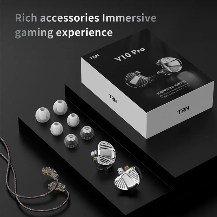 TRN V10 Pro 3.5mm Detachable Wired In-Ear Earphone HiFi Music Gaming Headset without Mic - Silver