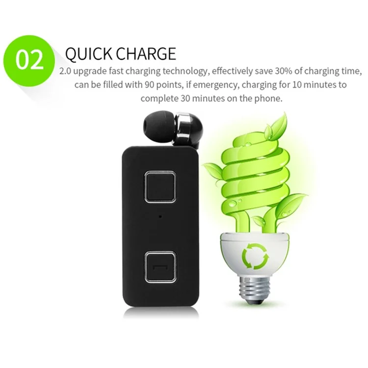 K35 Mini Wireless Headset Retractable Business Lavalier Earphone for Sports Driving - Black