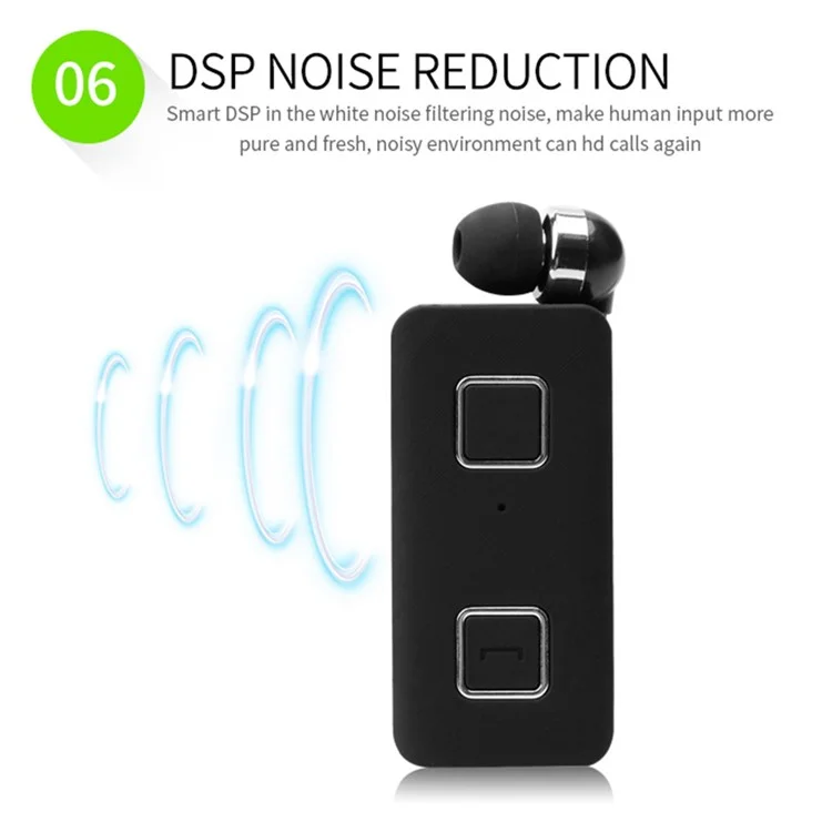 K35 Mini Wireless Headset Retractable Business Lavalier Earphone for Sports Driving - Black