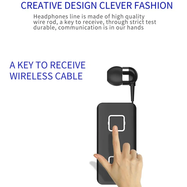 K35 Mini Wireless Headset Retractable Business Lavalier Earphone for Sports Driving - Black