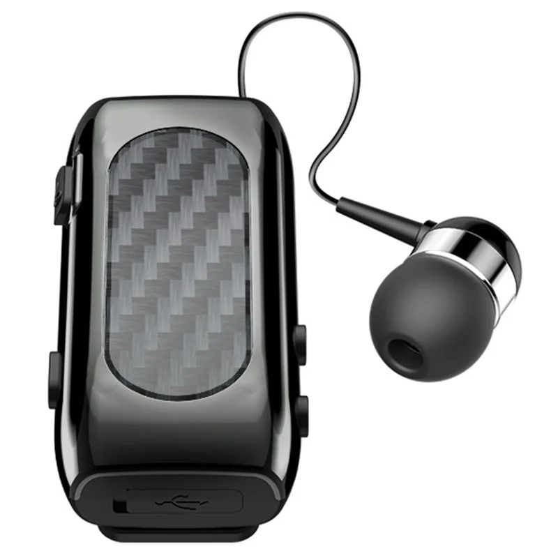 K56 Retractable Mini Headset 180 Days Standby Business Lavalier Earphone for Sports Driving - Black