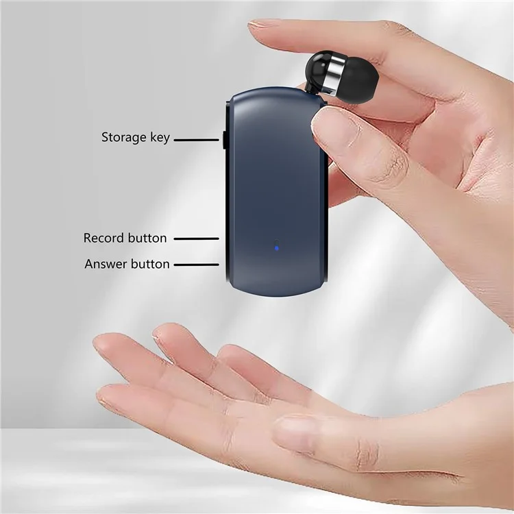 K68 Retractable Lavalier Bluetooth Earphone MP3 -konferenzaufnahme Drahtloser Kopfhörer - Schwarz