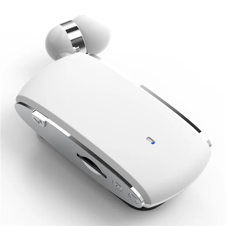 K68 Retractable Lavalier Bluetooth-compatible Earphone MP3 Conference Recording Wireless Headphone - White