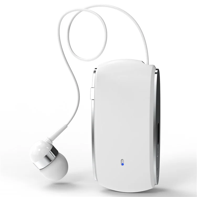 K68 Retractable Lavalier Bluetooth-compatible Earphone MP3 Conference Recording Wireless Headphone - White