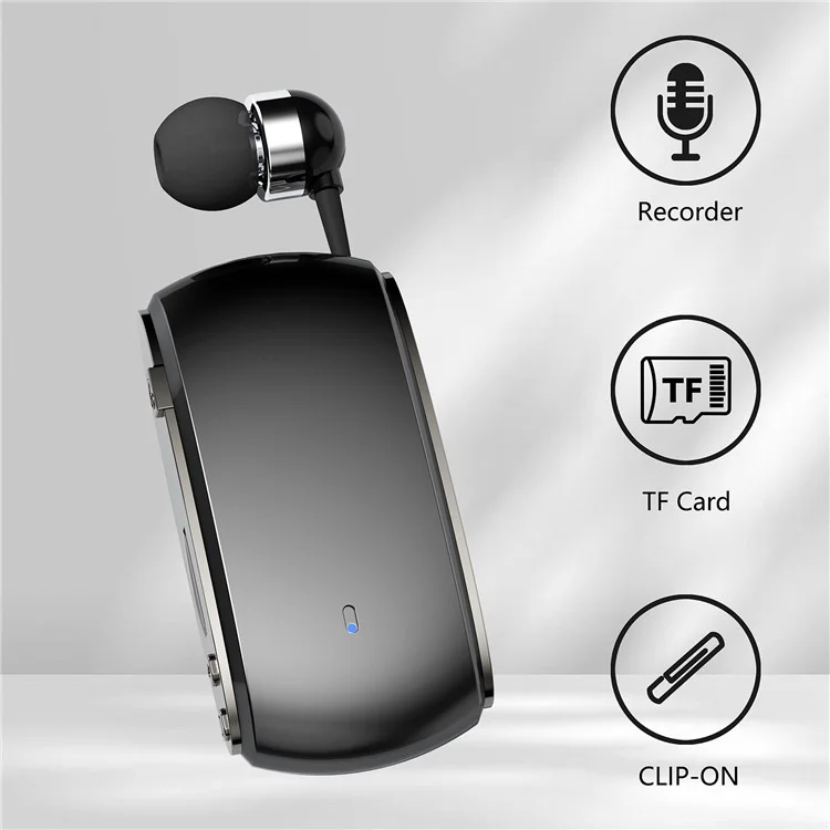 K68 Retractable Lavalier Bluetooth-compatible Earphone MP3 Conference Recording Wireless Headphone - White