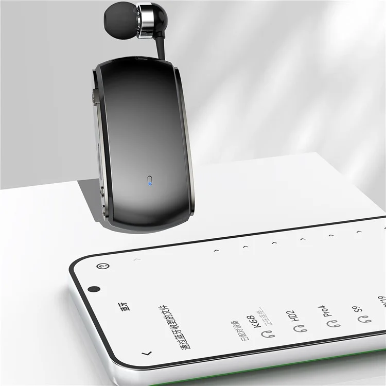 K68 Retractable Lavalier Bluetooth-compatible Earphone MP3 Conference Recording Wireless Headphone - White