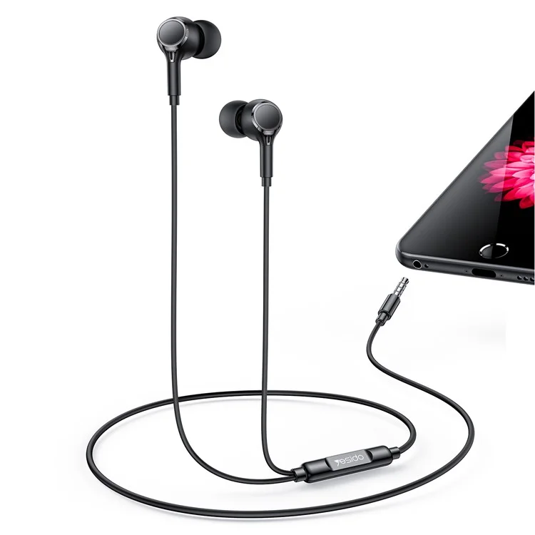 YESIDO YH53 3,5 mm Verdrahtet Kopfhörer Kabelsteuerung Telefon Computer Musik Gaming In-Ear-Headset - Schwarz