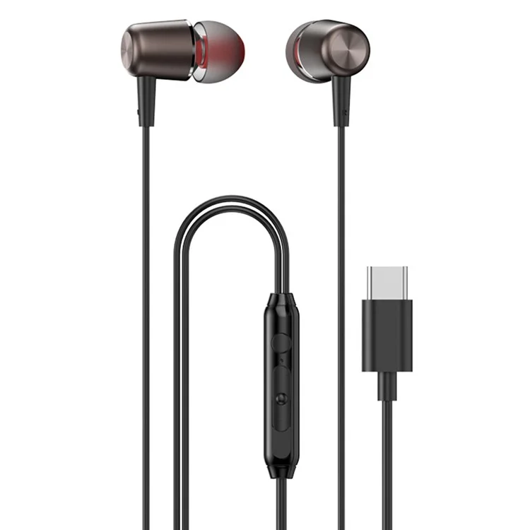 DUDAO X1ProT Type-C Wired In-Ear Earphones HiFi Sound Headphones for iPhone Huawei - Tarnish