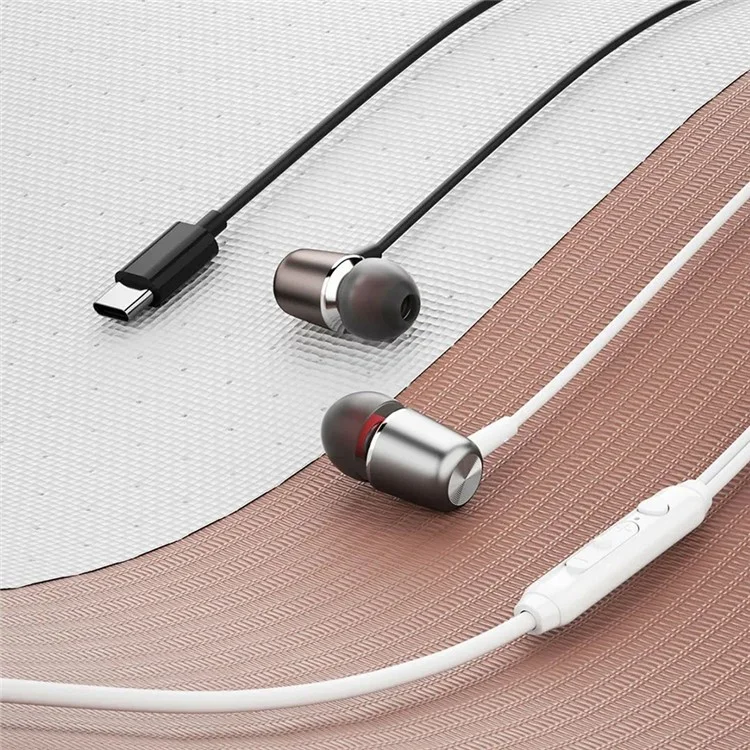 DUDAO X1ProT Type-C Wired In-Ear Earphones HiFi Sound Headphones for iPhone Huawei - Tarnish