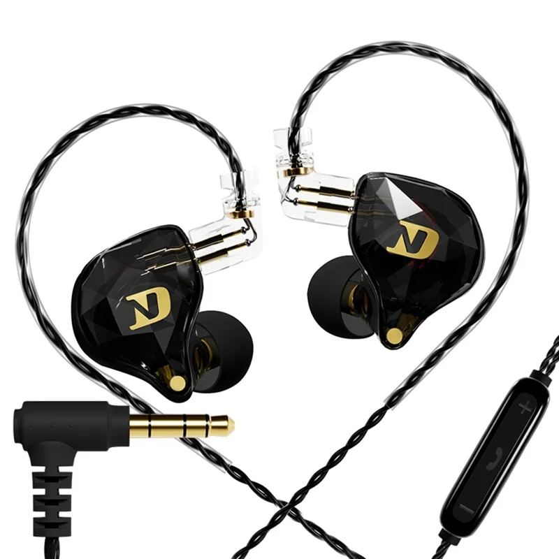 ND NX2 проводные наушники с динамическим приводом, наушники HiFi-стерео с мощным басом, с съемным кабелем и микрофоном - черные