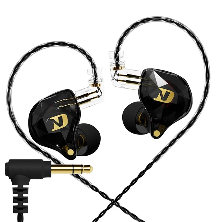Fones de ouvido com fio ND NX2 Dynamic Drive Headphones Fones de ouvido estéreo HiFi com graves, com cabo destacável, sem microfone - Preto