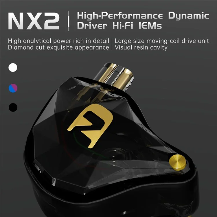 Fones de ouvido com fio ND NX2 Dynamic Drive Headphones Fones de ouvido estéreo HiFi com graves, com cabo destacável, sem microfone - Preto