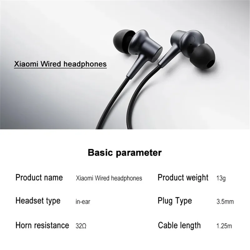 XIAOMI DDQ02WM 3.5mm Wired Earphone Wire Control Music Calls In-Ear Headset