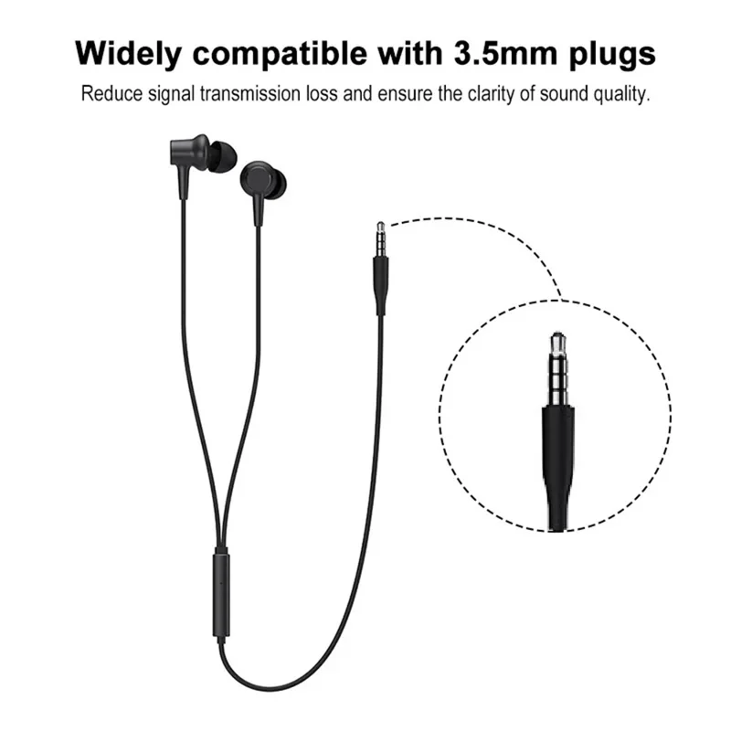 XIAOMI DDQ02WM 3.5mm Wired Earphone Wire Control Music Calls In-Ear Headset