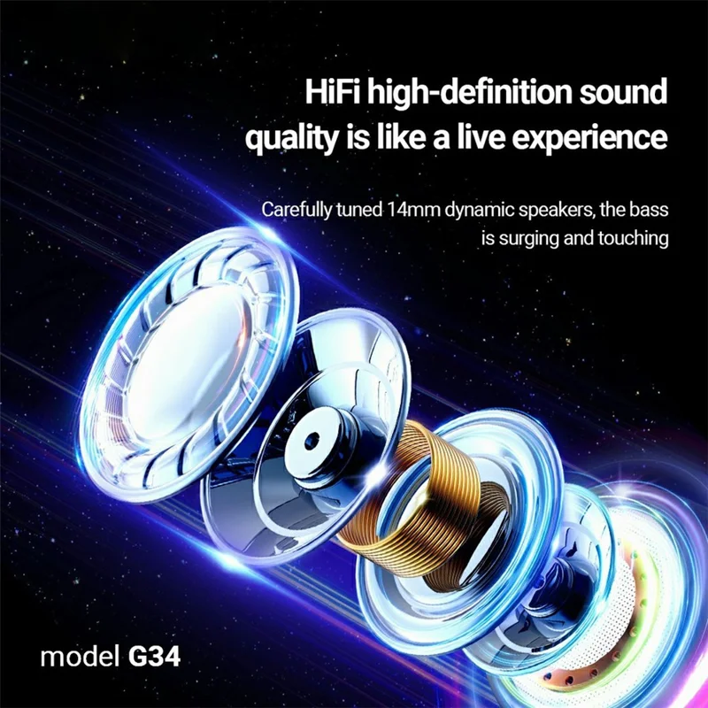 CELEBRAT G34 3.5mm Wired Earphone Wire Control Stereo Music Calls Headset - Black