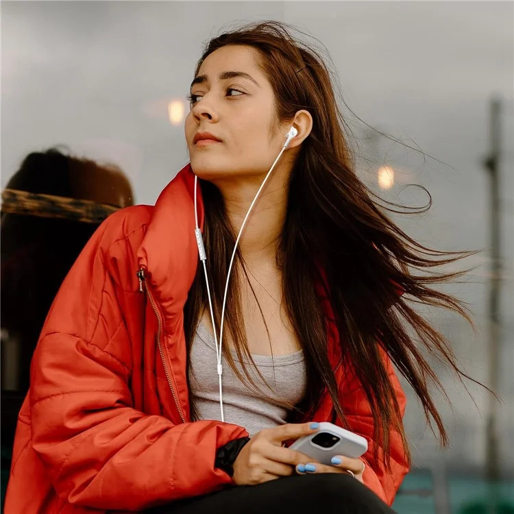 ME542 Type-C Wired Earphones with Mic Magnetic Semi-In-Ear Headphones for iPhone Google Samsung - White