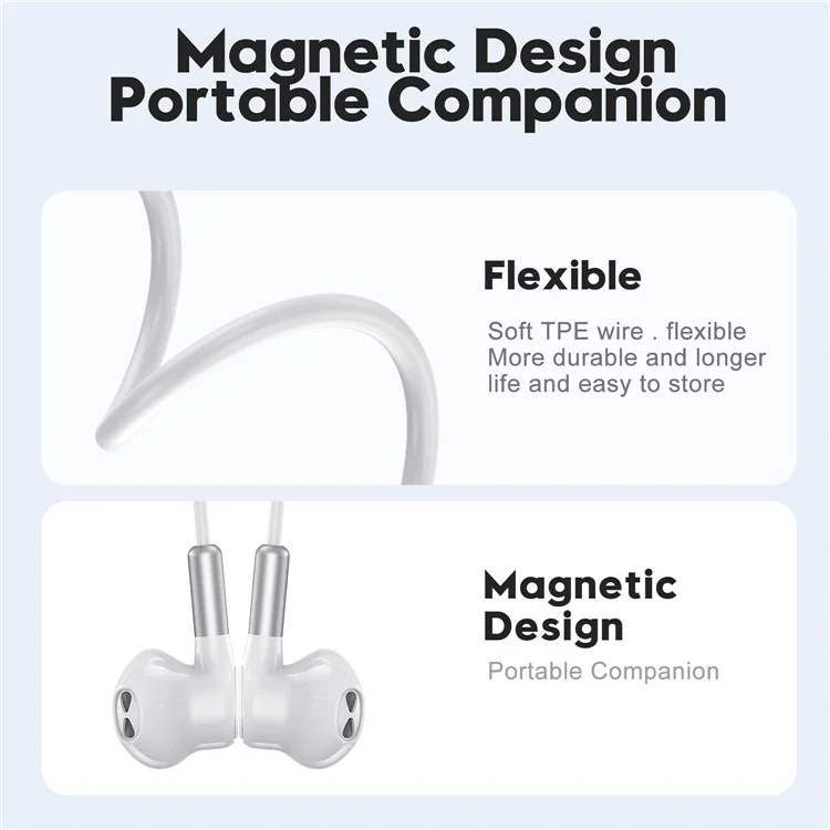 ME542 Type-C Wired Earphones with Mic Magnetic Semi-In-Ear Headphones for iPhone Google Samsung - White