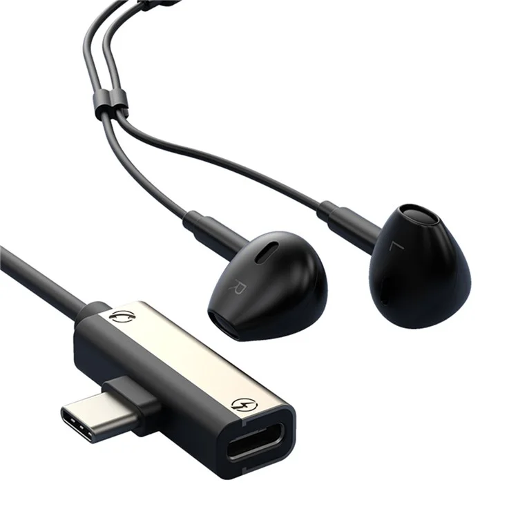 Fones de ouvido digitais com fio Type-C, carregamento PD, controle de voz e gravação - Dourado
