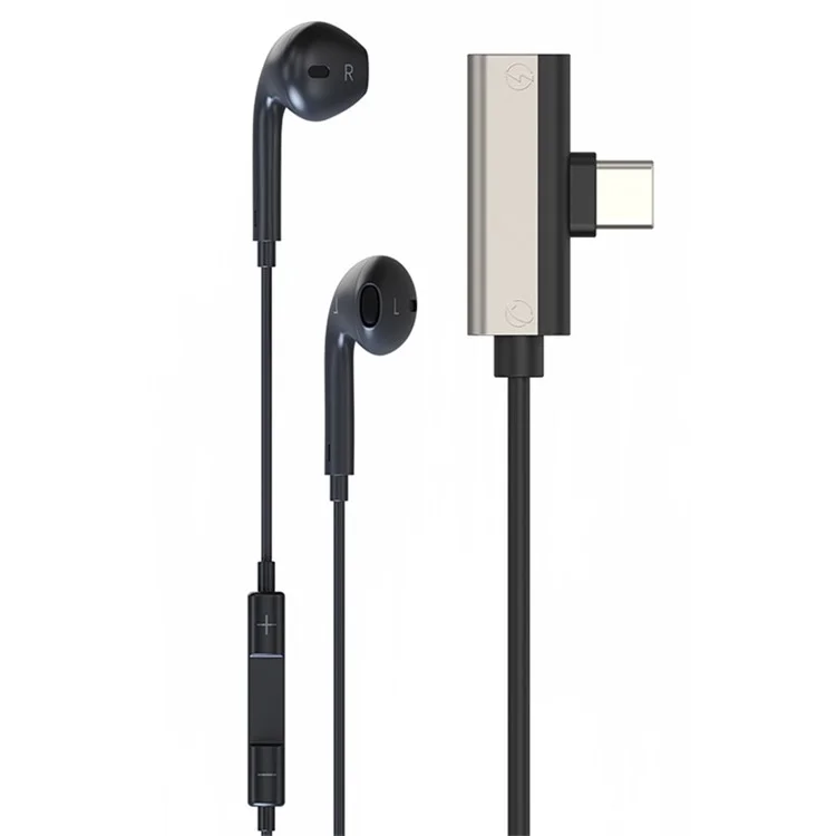 Fones de ouvido digitais com fio Type-C, carregamento PD, controle de voz e gravação - Dourado