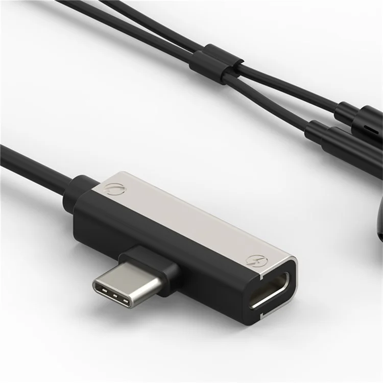 Fones de ouvido digitais com fio Type-C, carregamento PD, controle de voz e gravação - Dourado