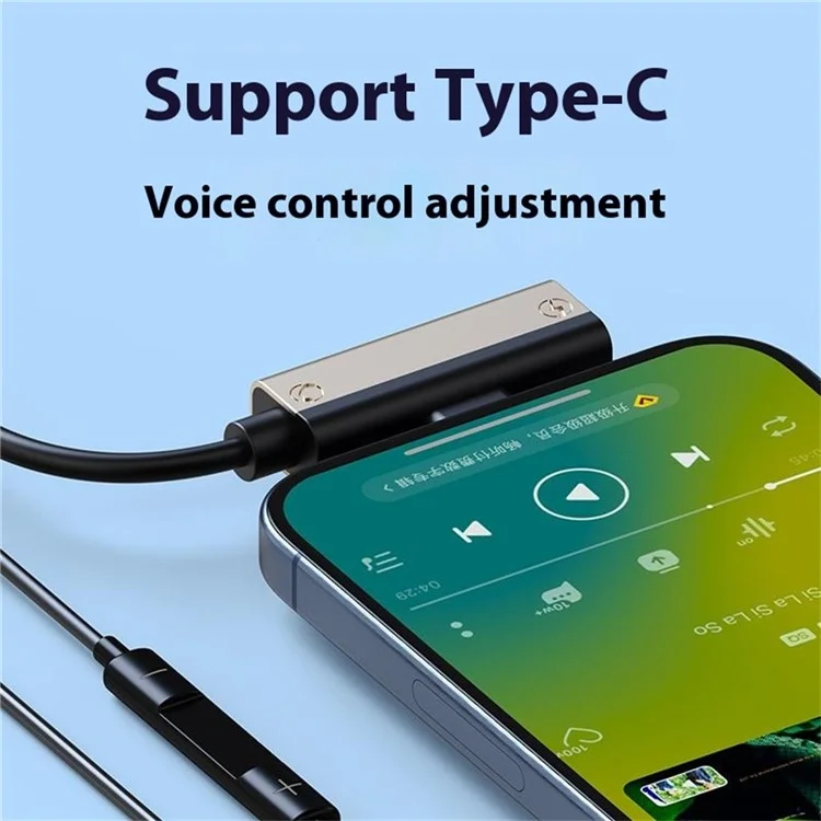 Fones de ouvido digitais com fio Type-C, carregamento PD, controle de voz e gravação - Dourado