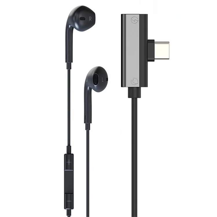 Type-C Wired Digital Earphones PD Charging Voice Call Line Control Singing Recording Headset - Grey