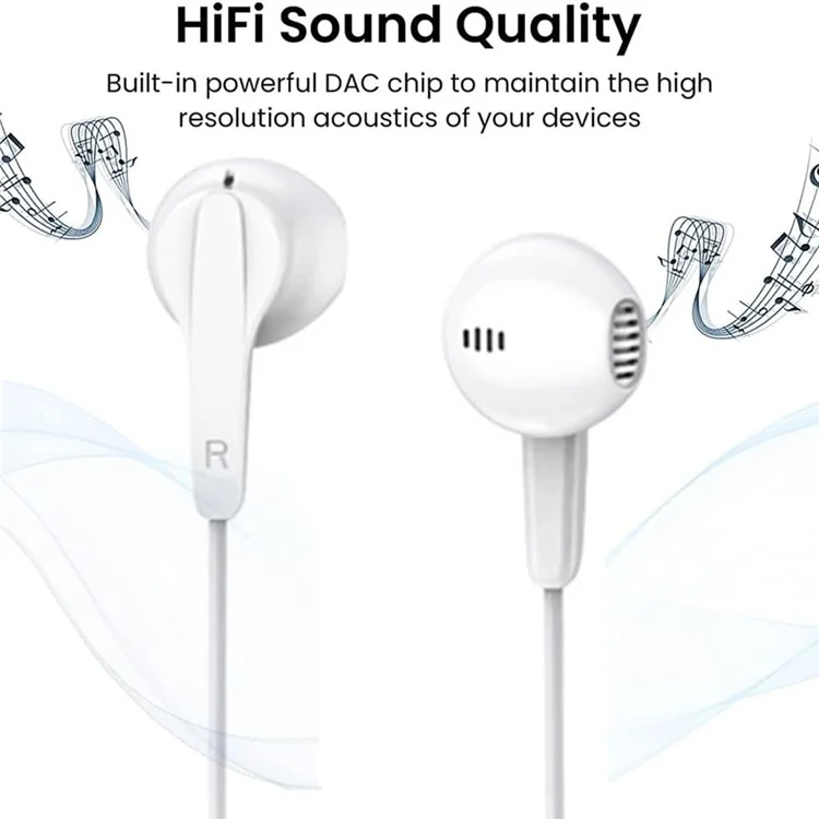 ME544F HIFI Type-C Цифровые наушники с чипом, шумоподавление, для звонков и музыки, с магнитным креплением - Белый