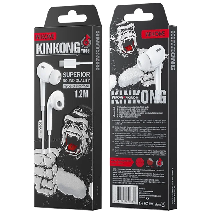 WEKOME YB06 Type-C Interface Wired Earphones In-Ear 10mm Driver Headset