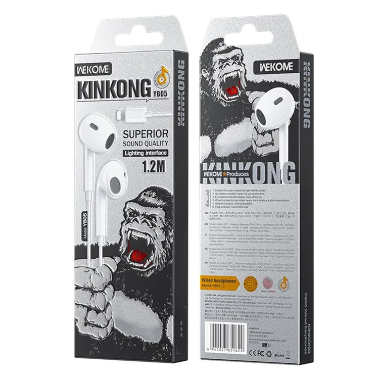 WEKOME YB05 Kinkong Series Earphones with Lightning Connector Wired Ear Buds for iPhone