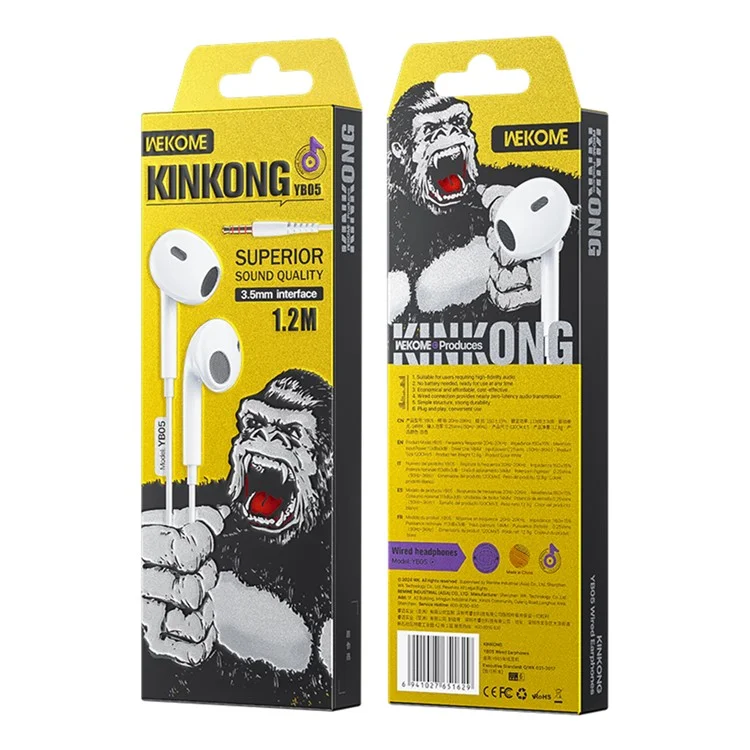 WEKOME YB05 Kinkong Serie 3,5-mm-Schnittstelle 1,2 m kabelgebundene Ohrhörer, halb im Ohr