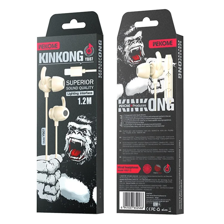Écouteurs filaires WEKOME YB07 Kinkong Series Type-C avec musique de sommeil et appels - Beige