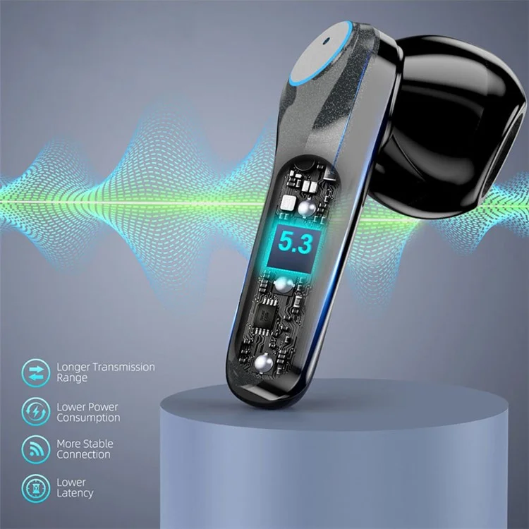 VSIDEA A15S Auriculares inalámbricos BT 5.4 Graves potentes ENC Cancelación de ruido IPX4 Resistente al agua TWS Auriculares - Negro