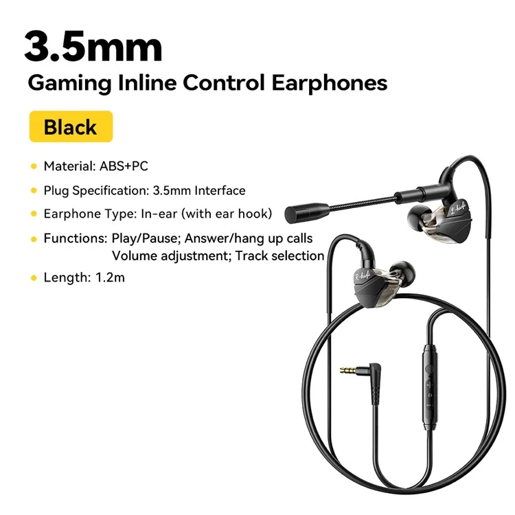 ESSAGER G62 Gaming Earphones 3.5mm Wired In-Ear Headphones with Microphone / Inline Controls
