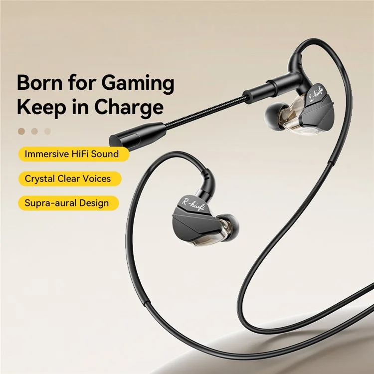 ESSAGER G62 Gaming Earphones 3.5mm Wired In-Ear Headphones with Microphone / Inline Controls
