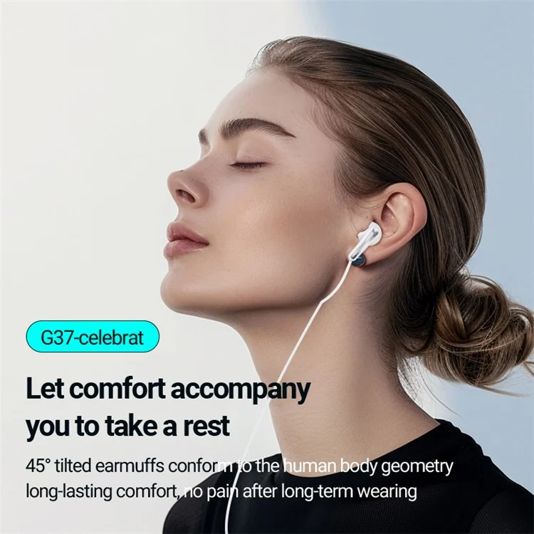 CELEBRAT G37 Type C Wired Earphones Digital Decoding HiFi Audio Semi In Ear Music Headphones - Black