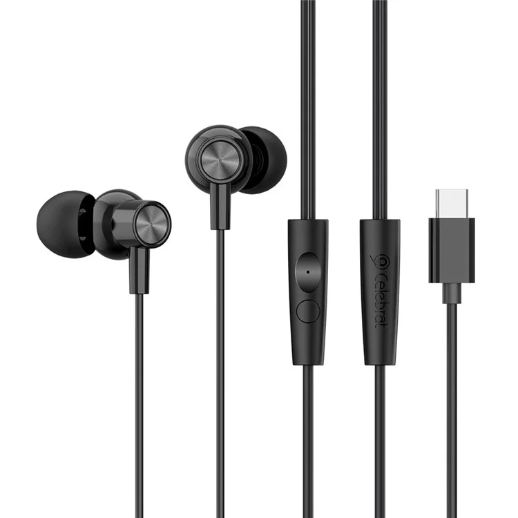 CELEBRAT G38 Type C Écouteurs Intra-auriculaires Filaires avec Décodage Numérique HiFi Audio Musique - Noir