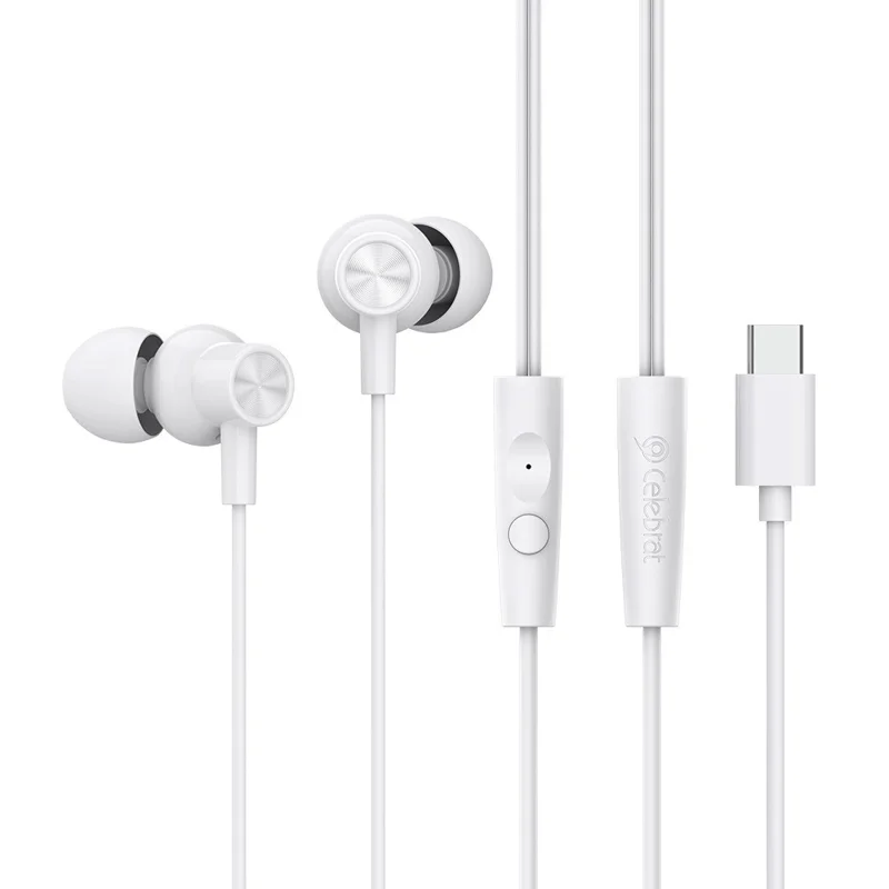 CELEBRAT G38 Type C Wired In Ear Earphones Digital Decoding HiFi Audio Music Headphones - White