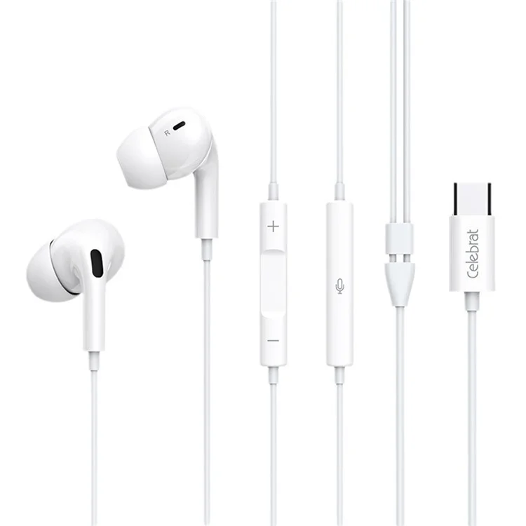 CELEBRAT E300 Auriculares con cable de 1,2 m tipo C Graves potentes In-Ear con micrófono