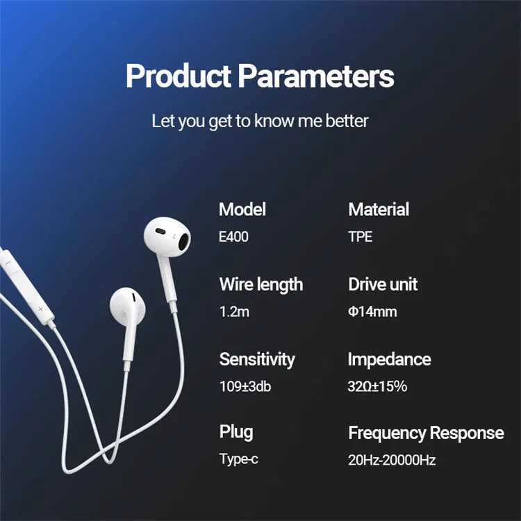 CELEBRAT E400 Deep Bass Semi In Ear Headphones Type C Wired Earphones with Microphone