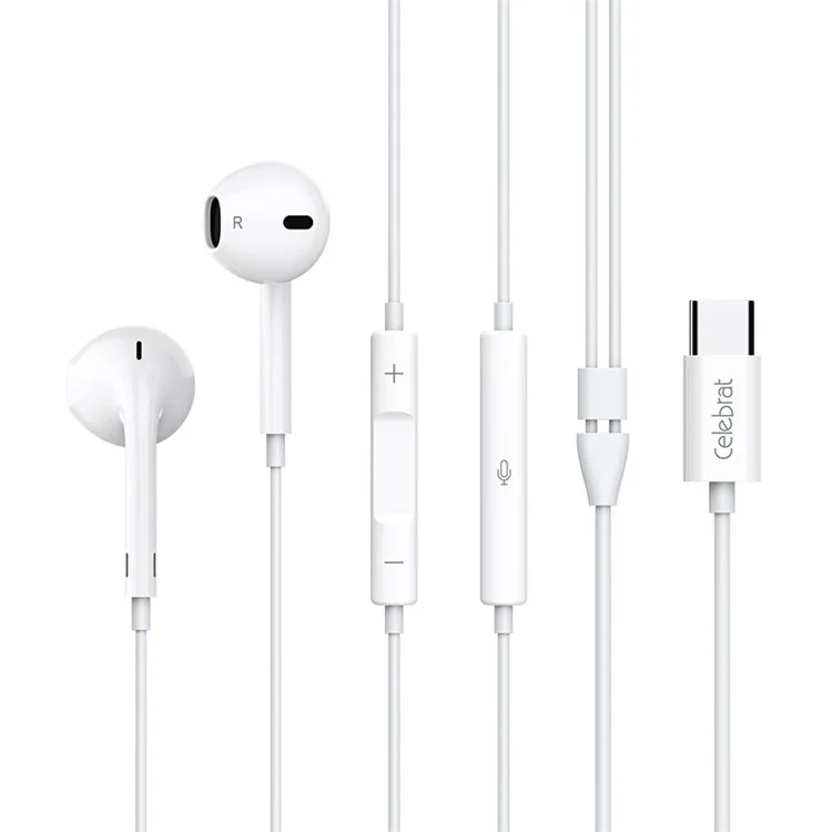 CELEBRAT E500 Écouteurs filaires semi-intra-auriculaires Type C avec câble de 1,2 m et basses profondes