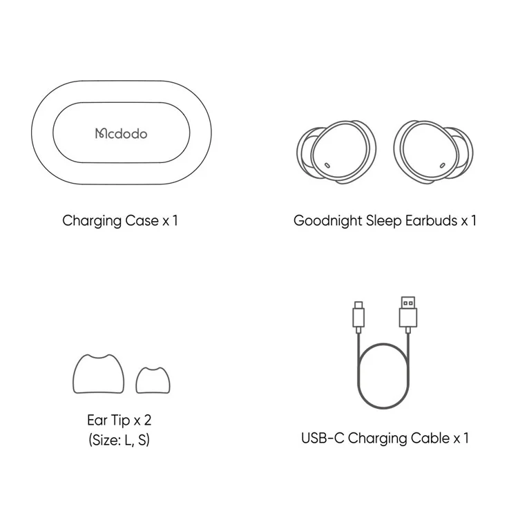 MCDODO HP-4490 D01 Series Écouteurs sans Fil TWS Bluetooth 5.3 pour Dormir
