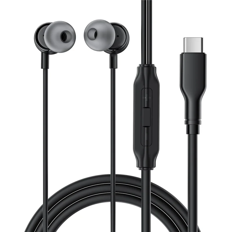 ACEFAST L8 Внутриканальные проводные наушники с микрофоном для устройств с USB-C, силиконовый кабель без запутывания - Черный